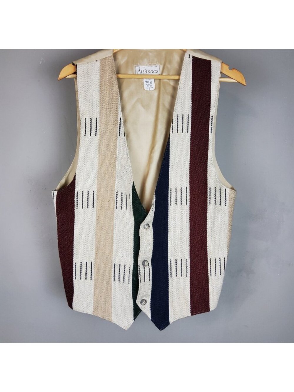 Vintage Attitudes Vertical Stripes Vest Size Medium Greek Motif 90s